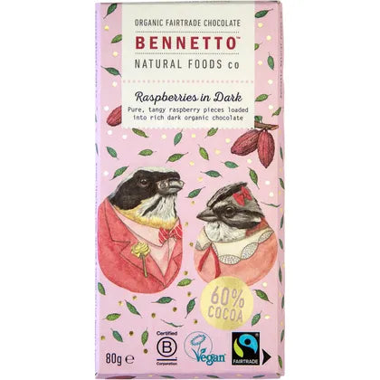 Bennetto Organic Raspberries in Dark Chocolate