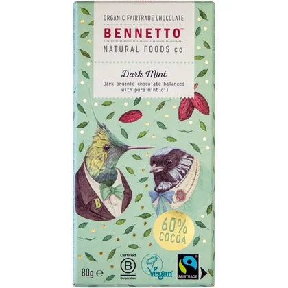 Bennetto Organic Mint & Cocoa Nibs Chocolate