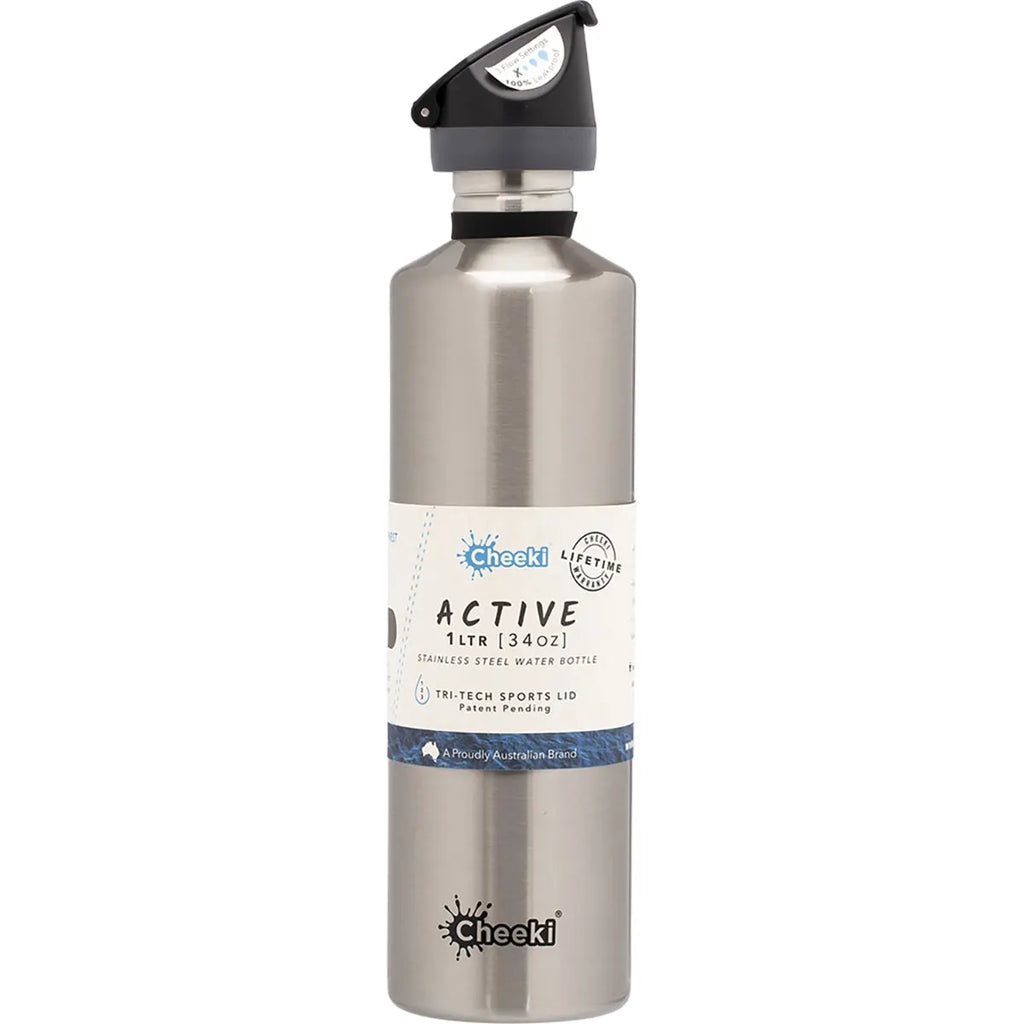 Stainless Steel Active Water Bottle 1LTR - Silver
