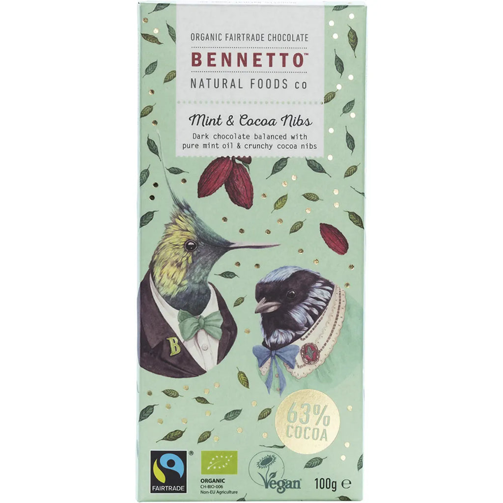 Bennetto Organic Mint & Cocoa Nibs Chocolate