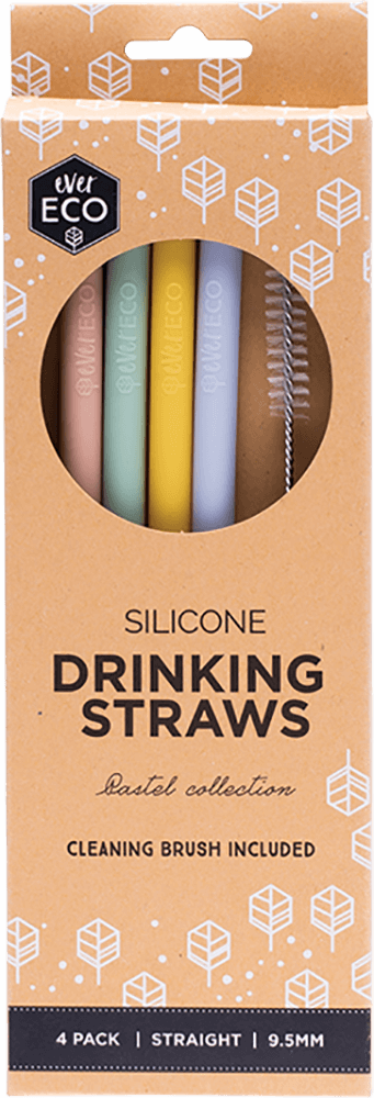 Silicone Straws Spring Pastels - 4 Pack - Straight
