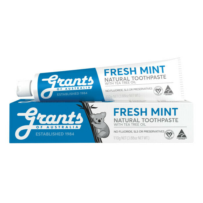 Fresh Mint Natural Toothpaste with Tea Tree Oil (Fluoride Free) 110g